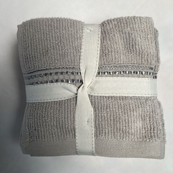 Novo Bath Washcloths Smoke Gray Set Of 6 13x13 Inch 100% Cotton - Picture 6 of 6